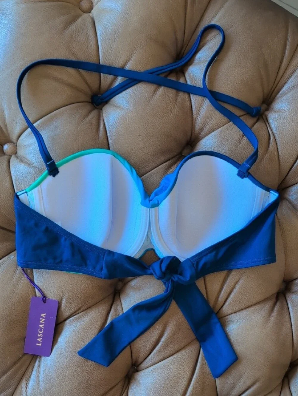 Ocean Ombre Twist Bandeau Bikini Top - Blue & Aqua - Picture 3 of 4